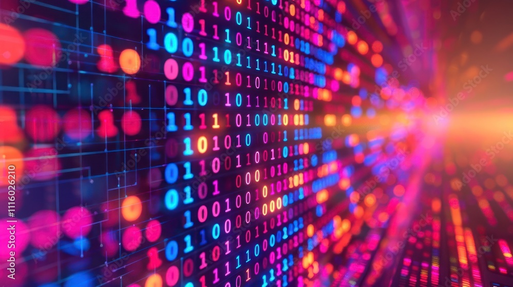 custom made wallpaper toronto digitalAbstract representation of binary code with vibrant colors, symbolizing digital technology.