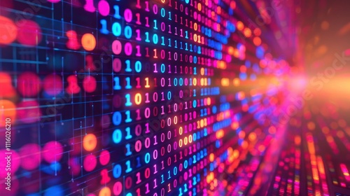 Wallpaper Mural Abstract representation of binary code with vibrant colors, symbolizing digital technology. Torontodigital.ca