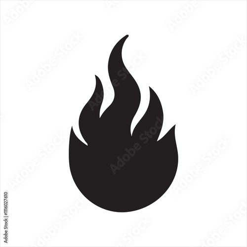 Fire flame silhouette vector icon design whit a white background.