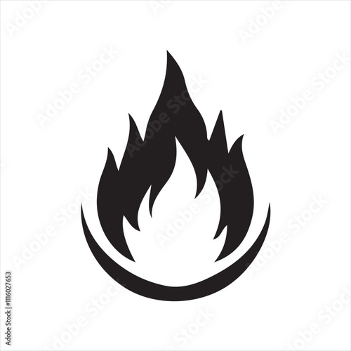 Fire flame silhouette vector icon design whit a white background.