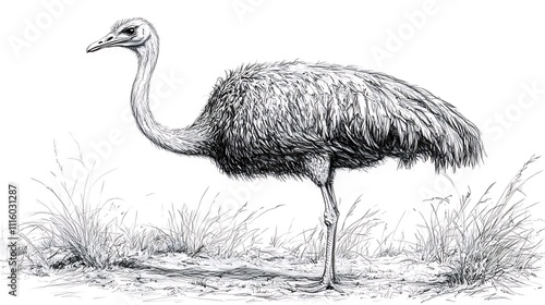 Ostrich Pencil Sketch Images Captivating Wildlife Inspired Artistic Drawings photo