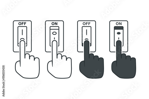 Click the light switch. Illustration vector