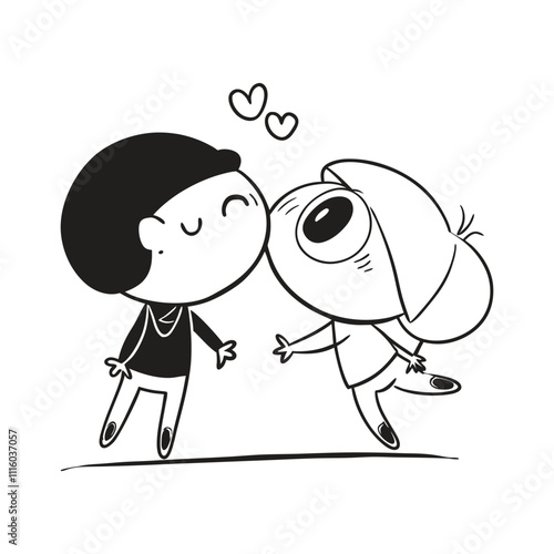 Romantic cute couple vector illustration