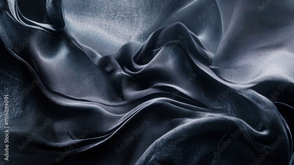 Fototapeta premium Black silk cloth texture. Generative AI