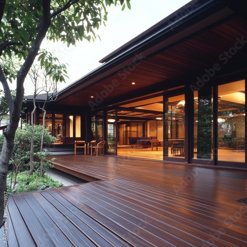 Relaxing space with mountain view surrounded by nature in peaceful setting