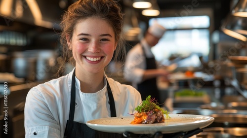 Wallpaper Mural A chef smiling with pride as they present a perfectly plated dish. Torontodigital.ca