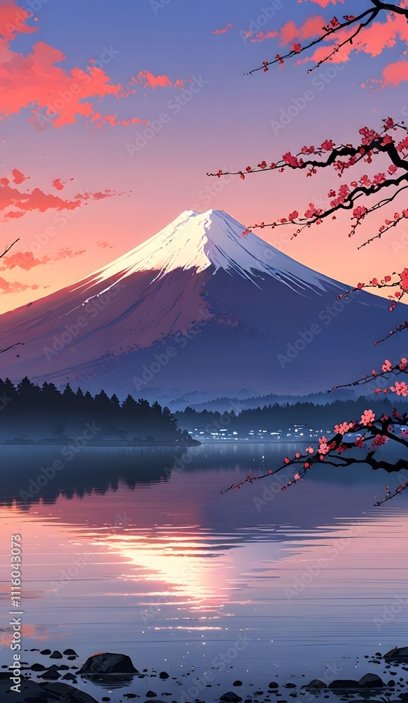 Fototapeta premium Autumn Viewpoint: Mount Fuji and Iconic Chureito Pagoda