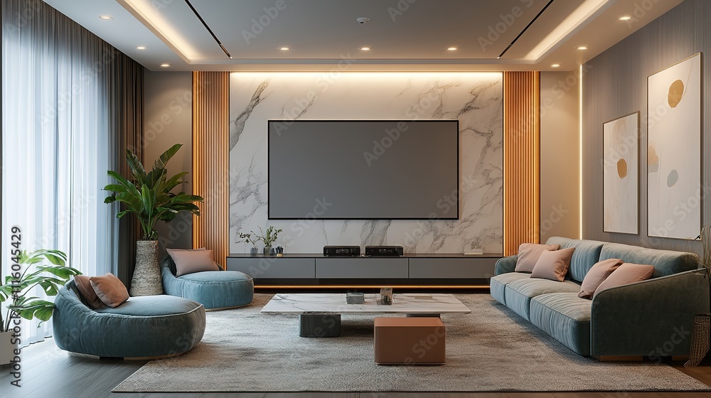 Modern minimalist design, audio-visual room, relaxing, watching movies Modern minimalist design, audio-visual room, relaxing, watching movies