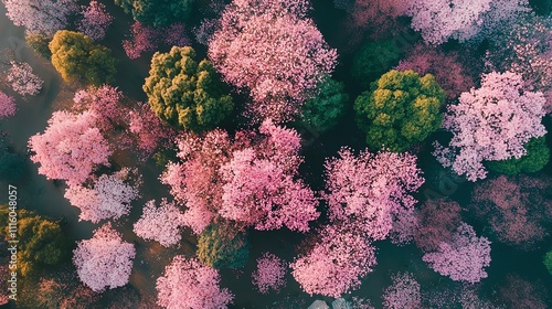 Vibrant cherry blossom festival in Japan photo