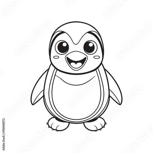 Vector illustration of penguin line art isolated on white background