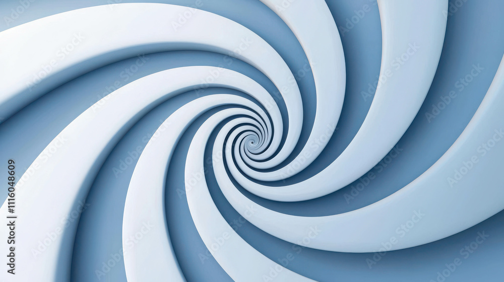 Fototapeta premium Smooth Hypnotic Spiral Abstract Background in Soft Blue Tones for Design Use
