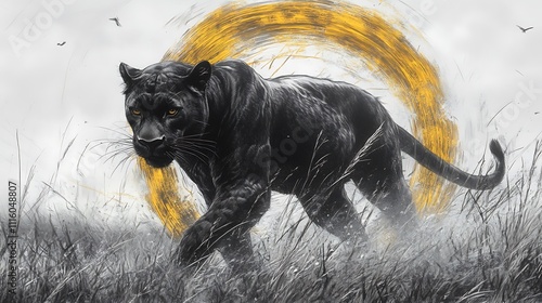 Realistic black panther pencil wallpaper art showcasing dynamic poses with artistic flair photo