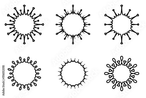 black line virus icon illustration set