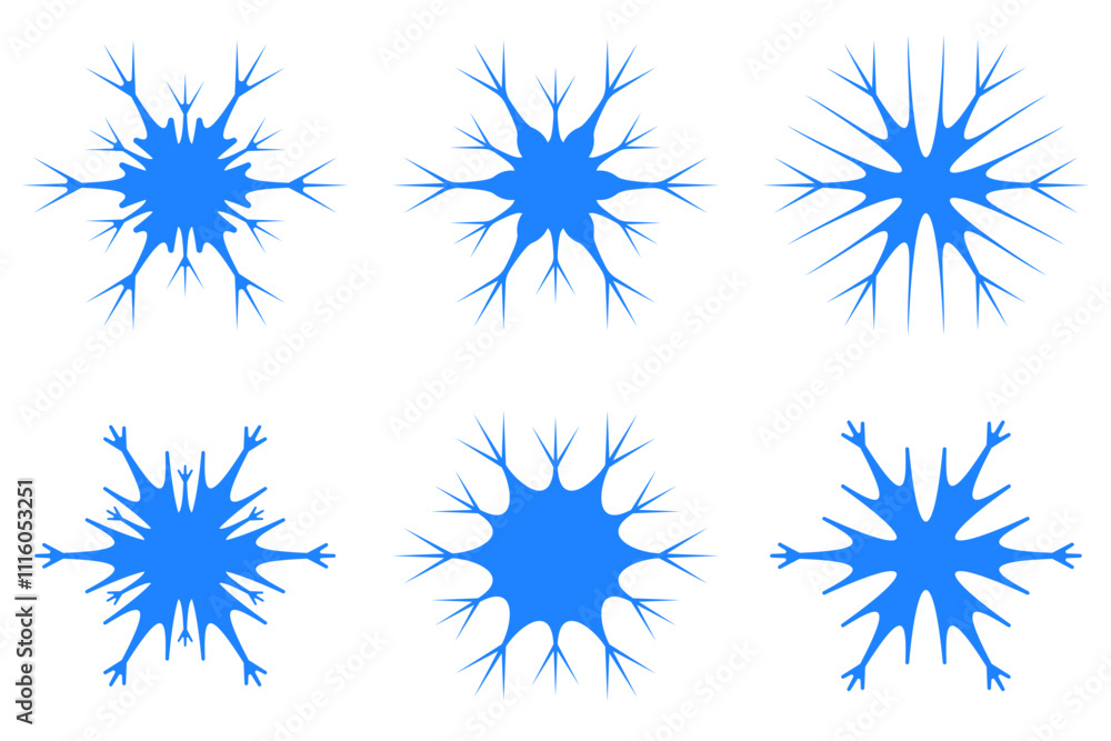stylized blue snowflake icon illustration set stylized blue snowflake icon illustration set