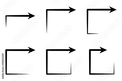 square black arrow illustration set