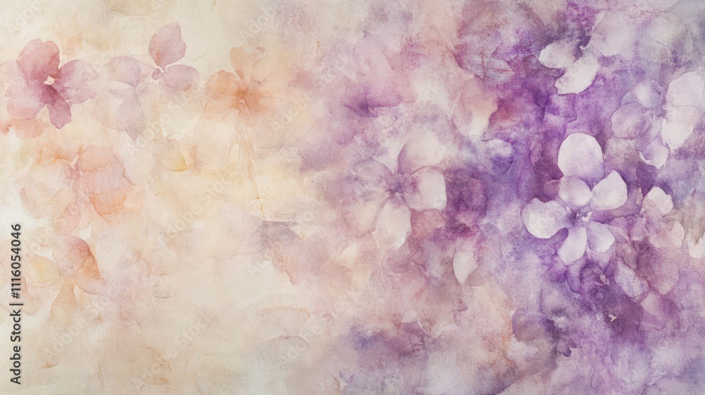 Fototapeta premium Abstract watercolor painting; pastel flowers, soft hues.