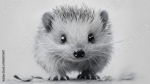 Realistic hand drawn hedgehog sketch wildlife inspired pencil standing illustration photo