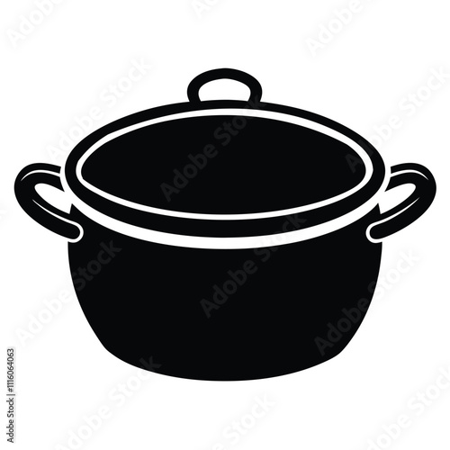 Cooking pot silhouette vector on white background