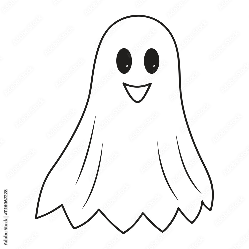 Cute ghost halloween cartoon outline icon Cute ghost halloween cartoon outline icon