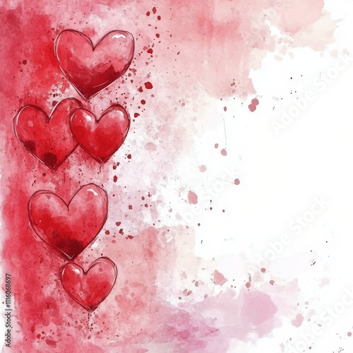 Colorful hearts on a soft pink background for romantic occasions and celebrat...