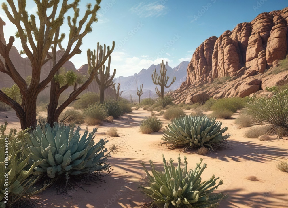 Desert plant life and trees in the Sonoran desert, desert plants, , dry shrubs