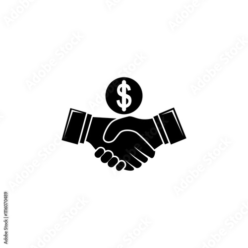 handshake and coin icon, deal icon vector illustration