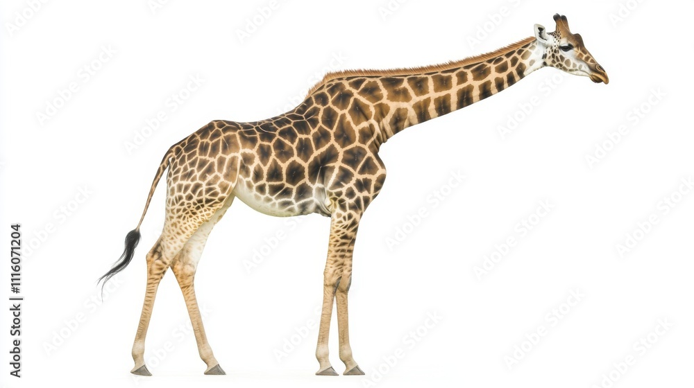 Obraz premium Giraffe, white background. Generative AI
