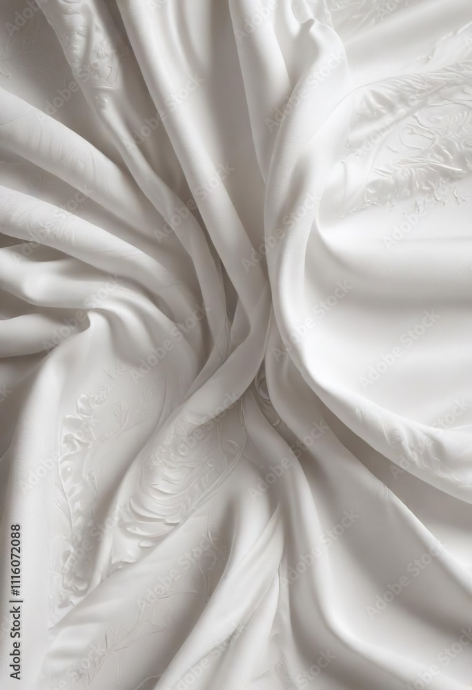 Naklejka premium Graceful white textile with elegant undulating patterns, white, flowing