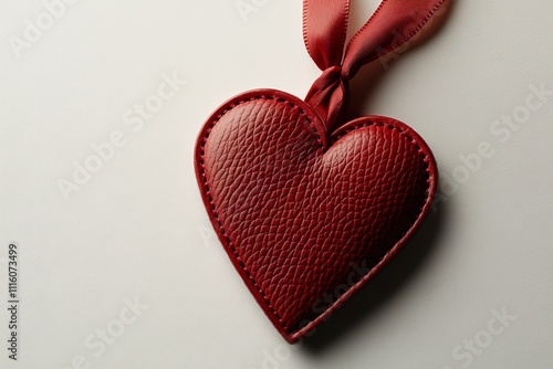 Leather heart pendant on ribbon showcasing craftsmanship and attention to detail