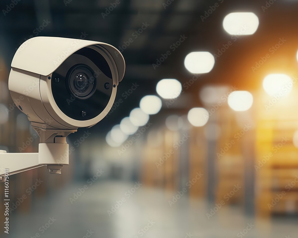 CCTV cameras monitoring the loading docks of a factory, live footage being reviewed by security staff in a control center, late afternoon light CCTV cameras monitoring the loading docks of a factory, live footage being reviewed by security staff in a control center, late afternoon light