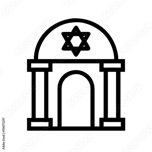 Icon of a synagogue symbolizing worship and devotion.