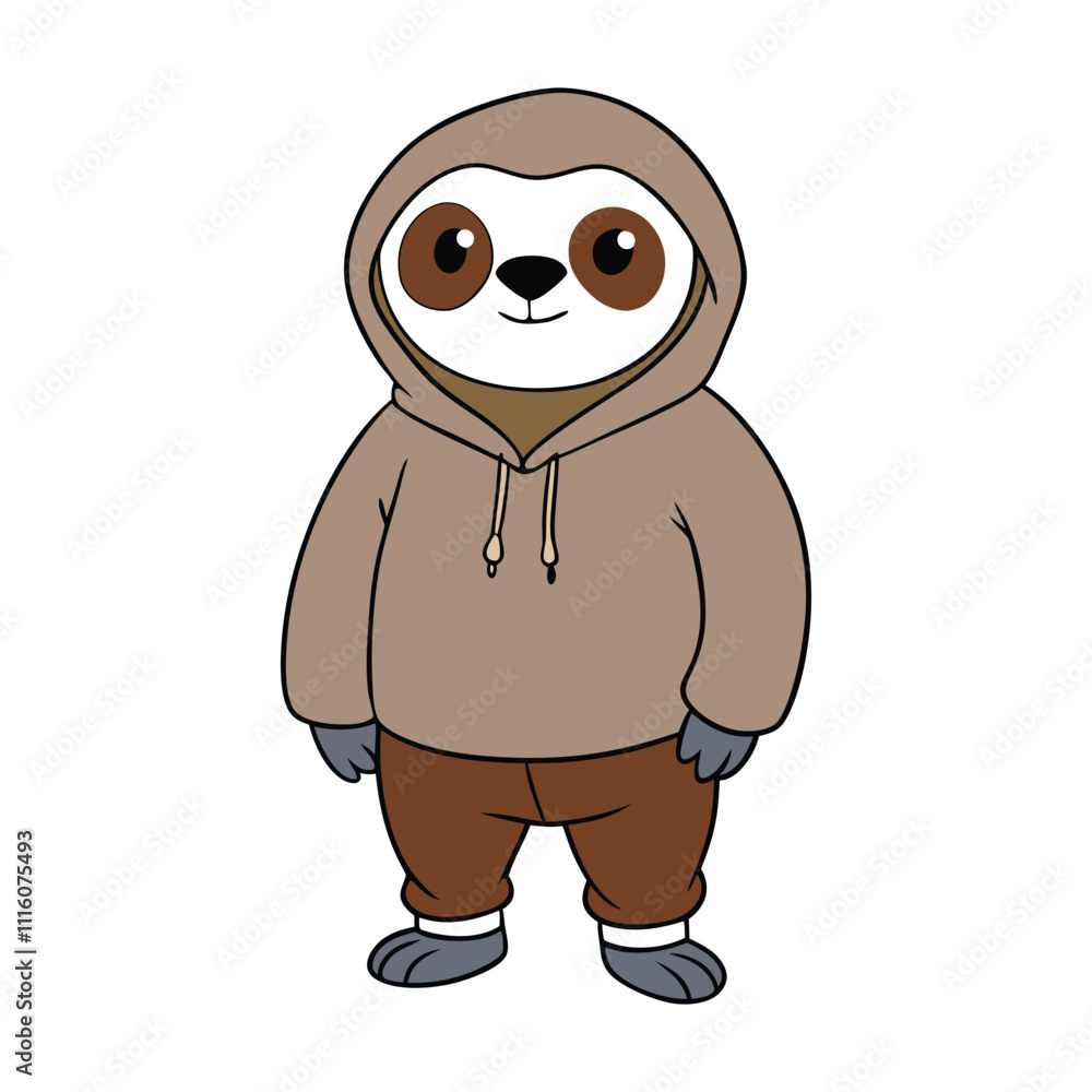 Obraz premium A cute sloth wearing hoodie and baggy pants vector cartoon illustration