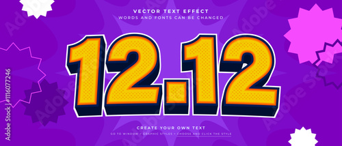 12.12 December sale  text effect, discount promotion sale graphic style