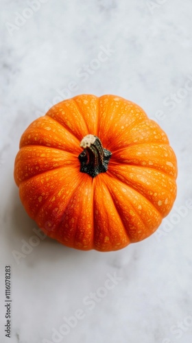 Bright orange pumpkin showcasing natural texture and details during autumn se...