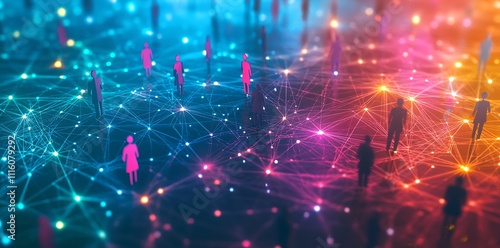 Colorful paper art on connection lines