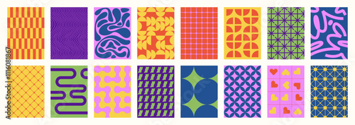 Abstract geometric posters background. Seamless print of minimal modern shapes and forms, contemporary backdrop for banners and covers. Vector texture