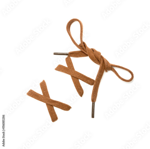 knotted shoelace on a white background photo