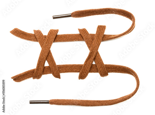 knotted shoelace on a white background photo