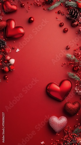 Decorative hearts and festive elements create a romantic atmosphere for celeb...