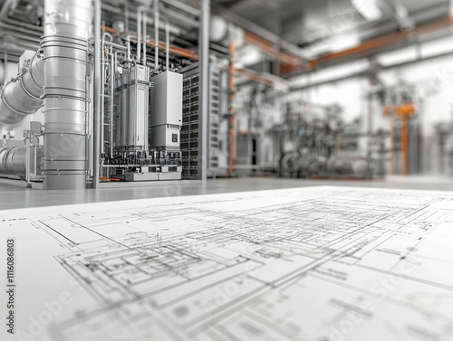 Architectural plans showcasing server room cooling system design