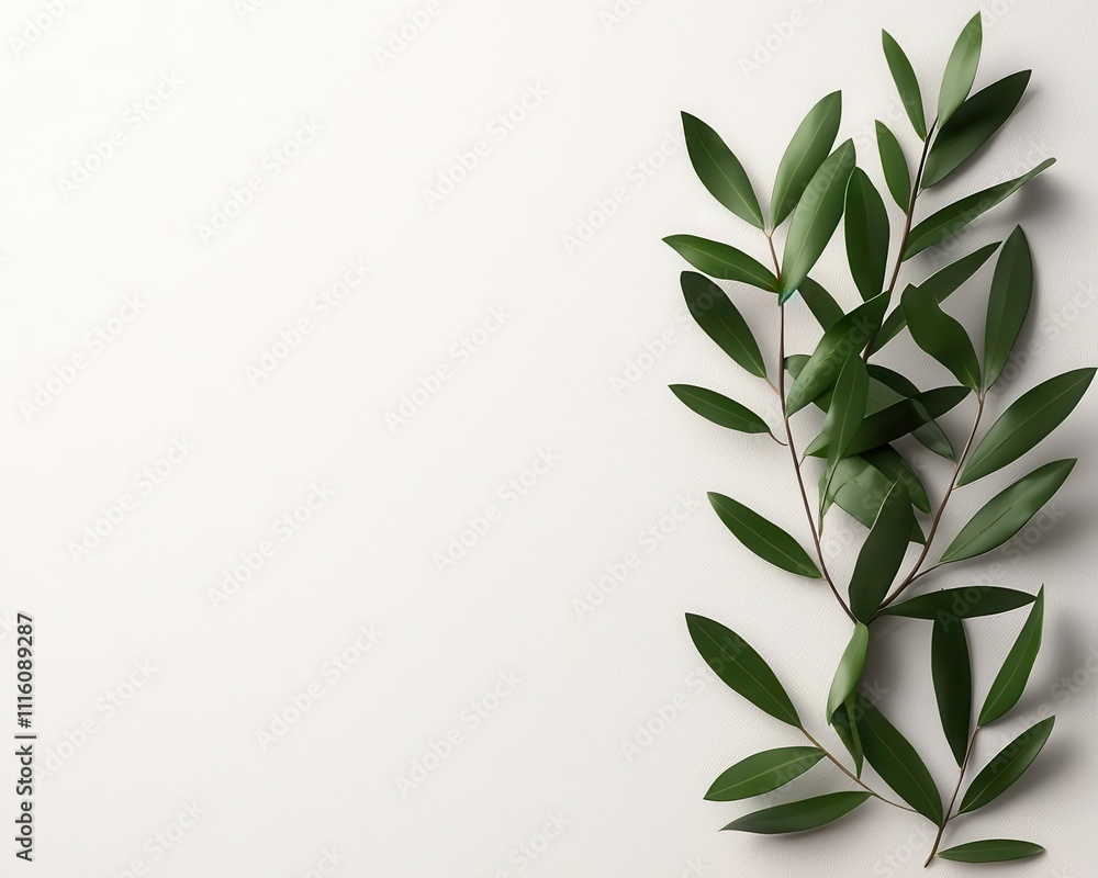 Fototapeta premium Minimalist savethedate card featuring a delicate olive branch illustration, creating a chic and modern aesthetic