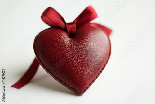 Leather heart pendant on ribbon showcasing craftsmanship and attention to detail