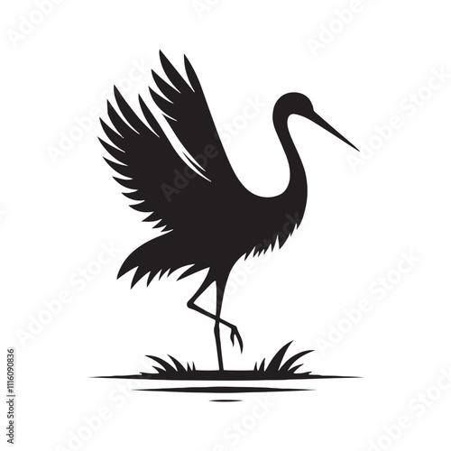 Captivating crane silhouette for diverse artistic uses - Crane black vector
