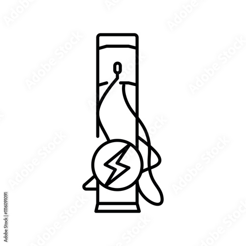Charging infrastructure black line icon.