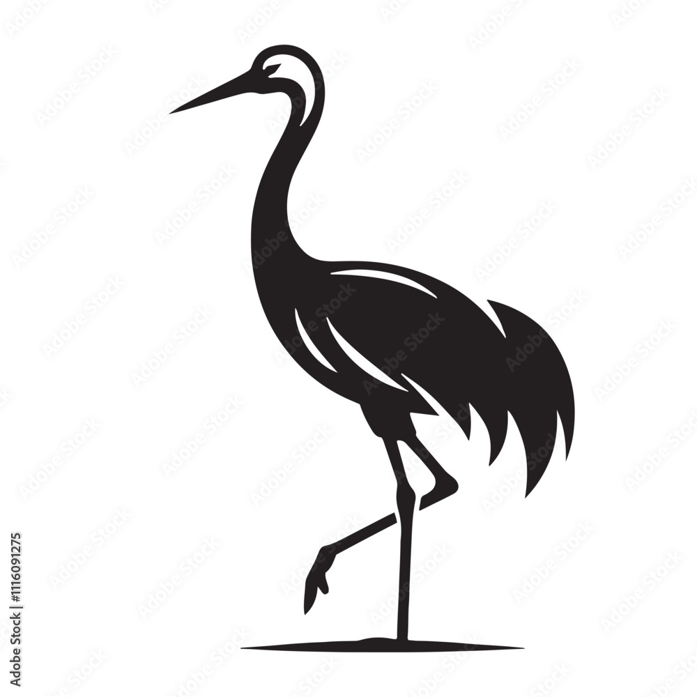 Fototapeta premium Elegant crane silhouette for modern digital and print media - Crane illustration - minimallest crane vector