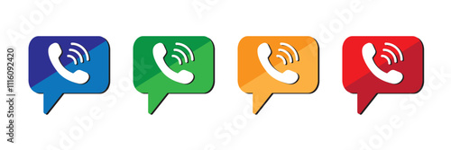 Phone icon set. Chat bubble icon. Telephone call sign. Contact icon phone mobile call. Contact us. Contact us symbol. Cell phone pictogram. Vector illustration