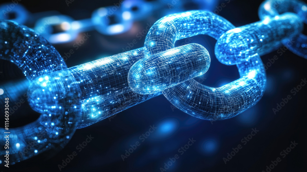 A futuristic digital blockchain network visualized with interconnected glowing nodes and circuits in a dark blue background, symbolizing secure decentralized connections A futuristic digital blockchain network visualized with interconnected glowing nodes and circuits in a dark blue background, symbolizing secure decentralized connections