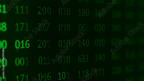 A binary code backdrop with cascading green numbers, inspired by digital systems