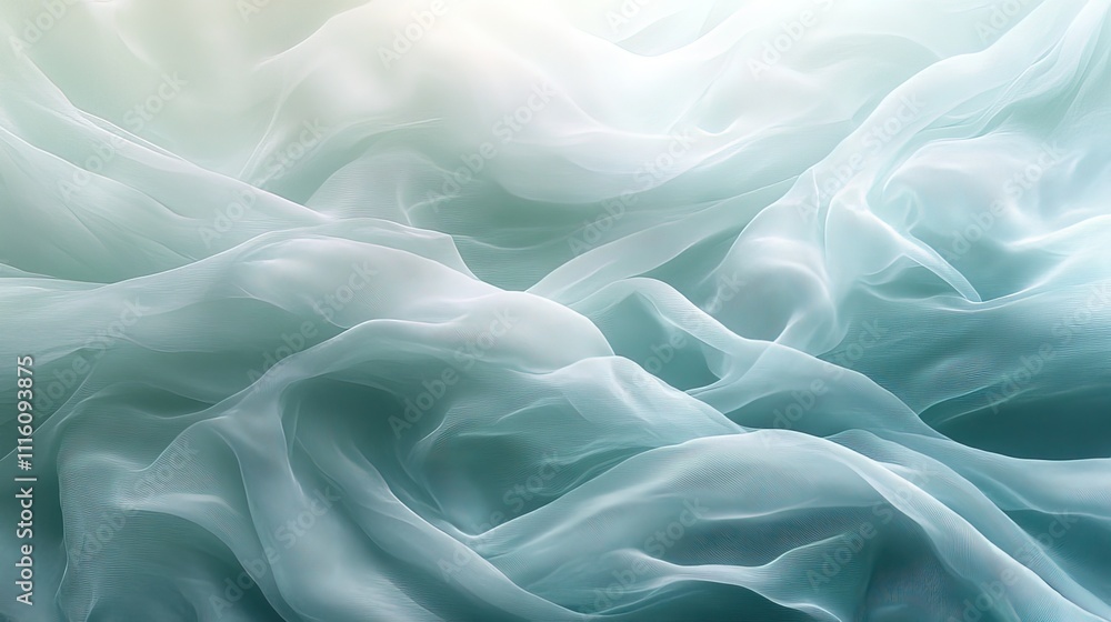Obraz premium Soft, flowing teal chiffon fabric texture.