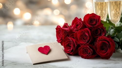 Couples celebrate romance with champagne and roses during a festive event in ...